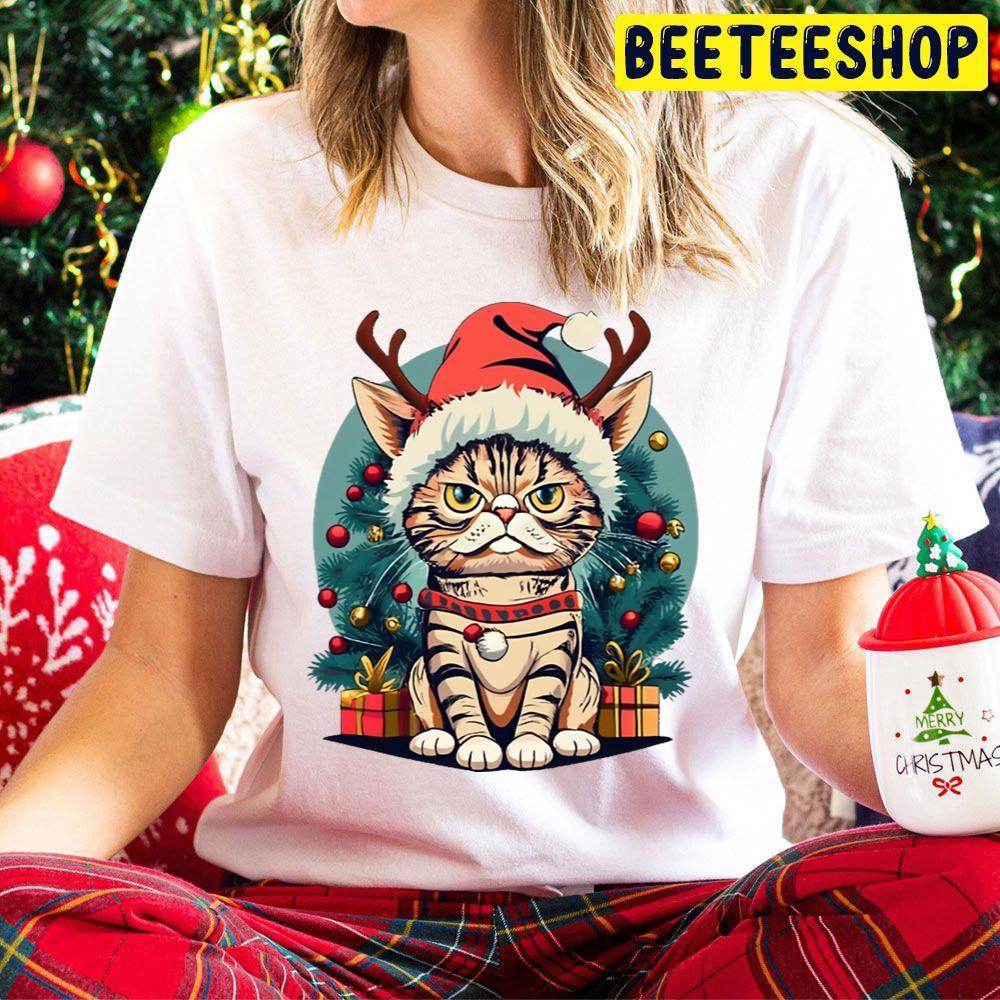 Grumpy Christmas Cat Art Beeteeshop Trending Unisex Hoodie Grumpy Christmas Cat Art Beeteeshop Trending Unisex Hoodie