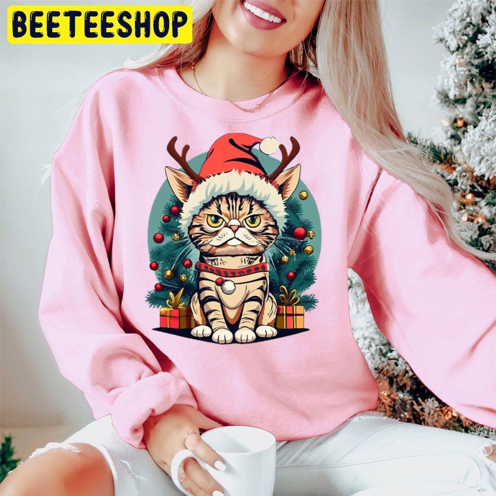 Grumpy Christmas Cat Art Beeteeshop Trending Unisex Hoodie Grumpy Christmas Cat Art Beeteeshop Trending Unisex Hoodie