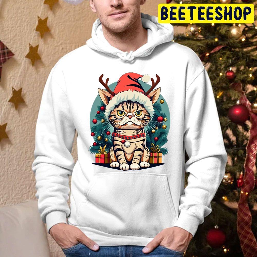 Grumpy Christmas Cat Art Beeteeshop Trending Unisex Hoodie Grumpy Christmas Cat Art Beeteeshop Trending Unisex Hoodie