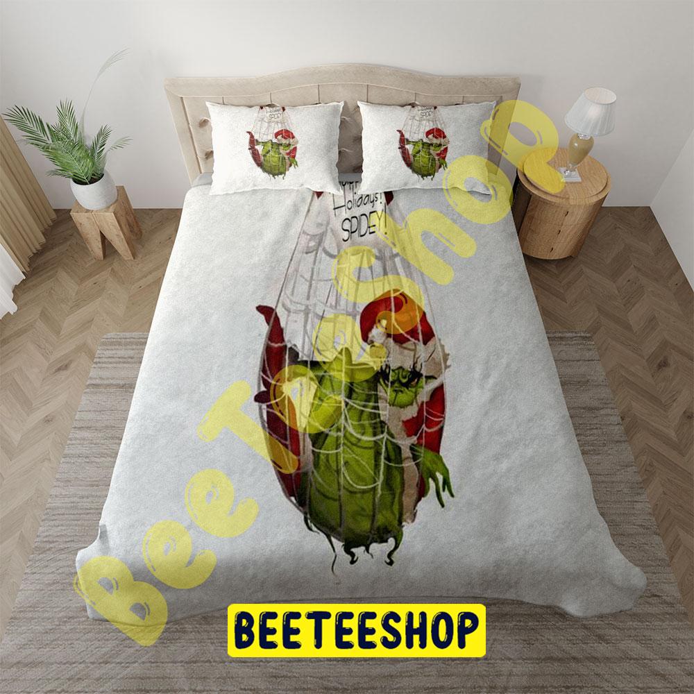 Happy Holiday Spidey Grinch Trending Bedding Set Happy Holiday Spidey Grinch Trending Bedding Set
