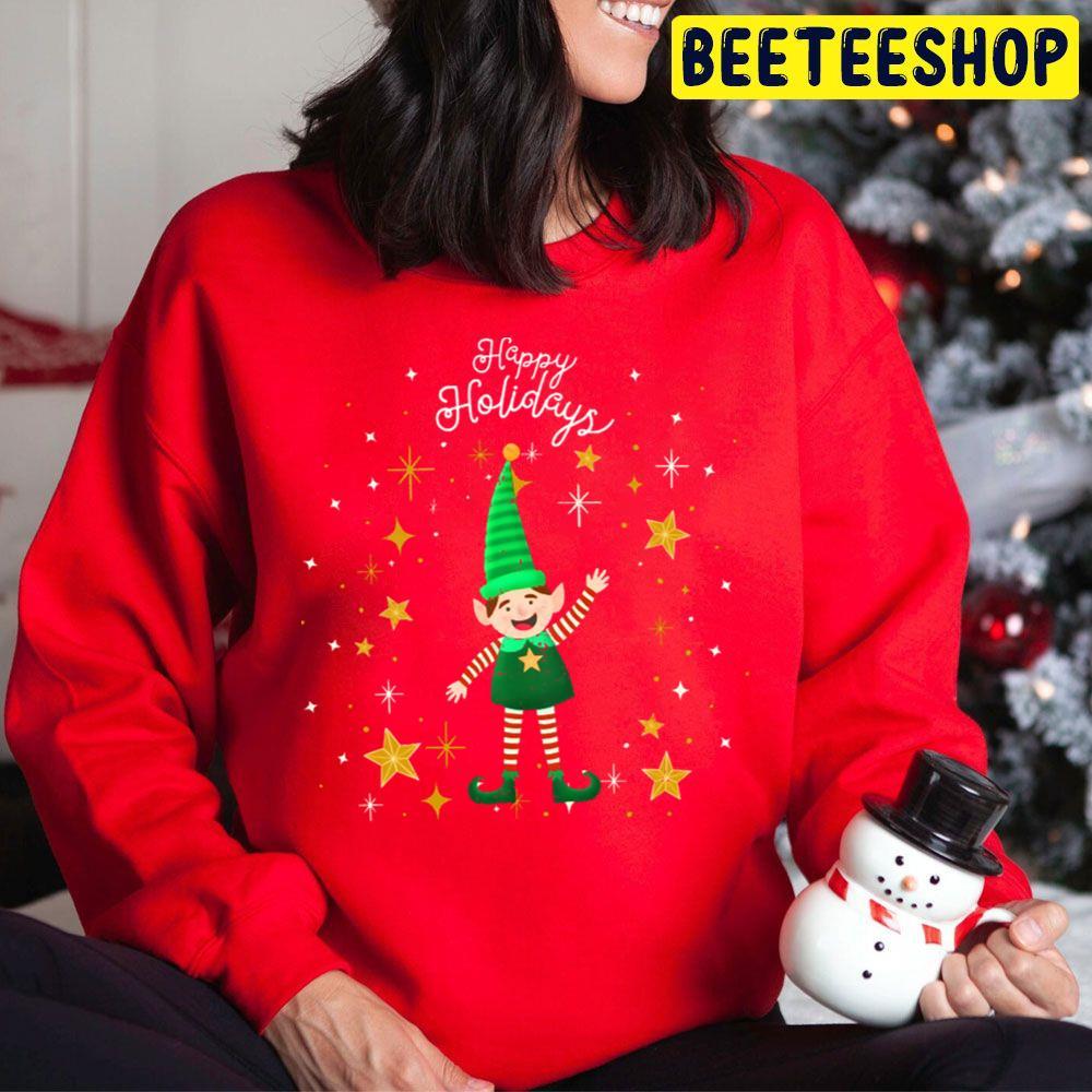 Happy Holidays Christmas Elf Beeteeshop Trending Unisex Hoodie Happy Holidays Christmas Elf Beeteeshop Trending Unisex Hoodie