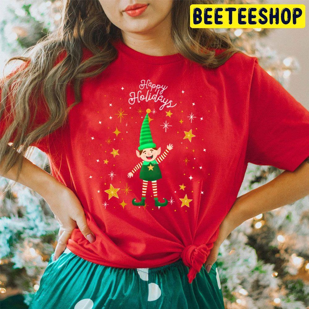 Happy Holidays Christmas Elf Beeteeshop Trending Unisex Hoodie Happy Holidays Christmas Elf Beeteeshop Trending Unisex Hoodie