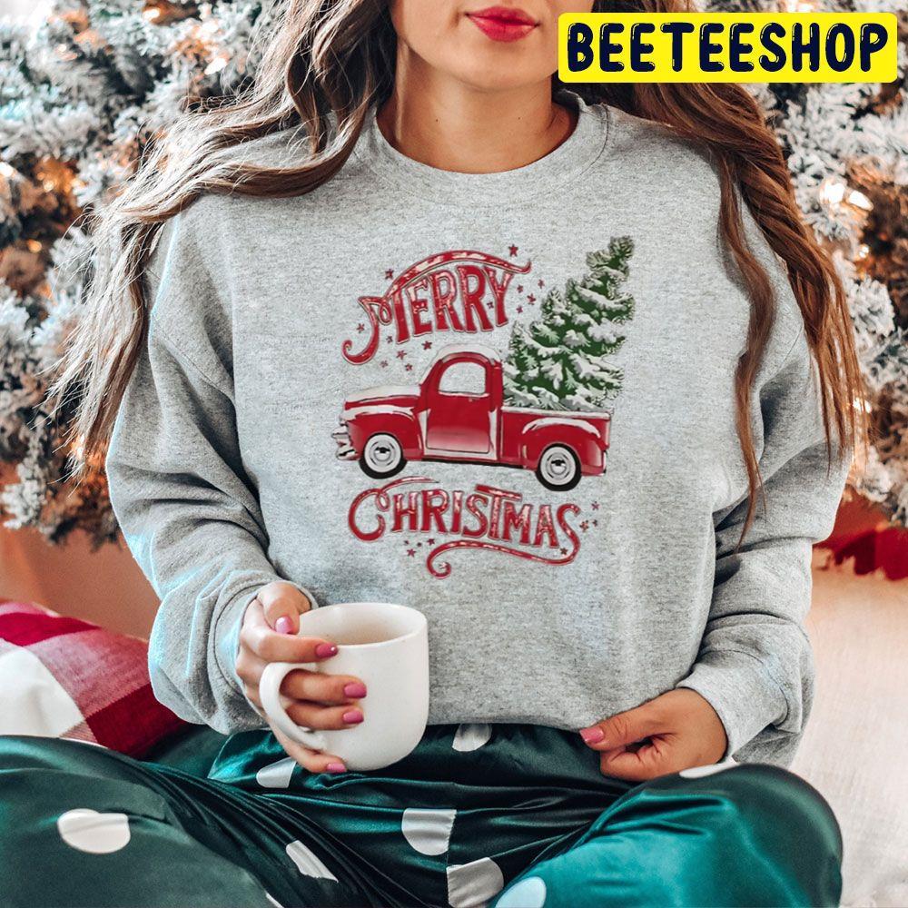 Merry Christmas Rustic Truck Beeteeshop Trending Unisex Hoodie Merry Christmas Rustic Truck Beeteeshop Trending Unisex Hoodie