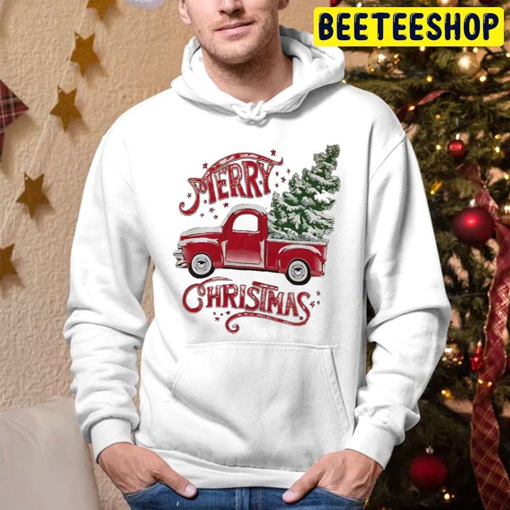 Merry Christmas Rustic Truck Beeteeshop Trending Unisex Hoodie Merry Christmas Rustic Truck Beeteeshop Trending Unisex Hoodie