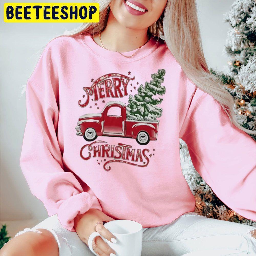 Merry Christmas Rustic Truck Beeteeshop Trending Unisex Hoodie Merry Christmas Rustic Truck Beeteeshop Trending Unisex Hoodie