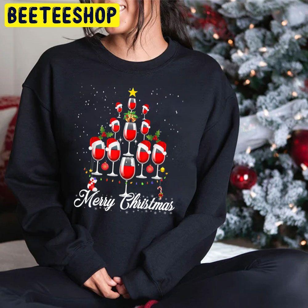 Wine Glass Christmas Tree Beeteeshop Trending Unisex Sweatshirt Wine Glass Christmas Tree Beeteeshop Trending Unisex Sweatshirt