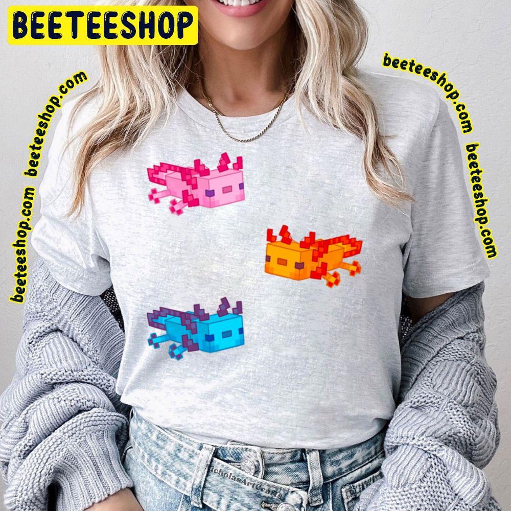 Colorful Minecraft Axolotl Trio Unisex T-Shirt Colorful Minecraft Axolotl Trio Unisex T-Shirt