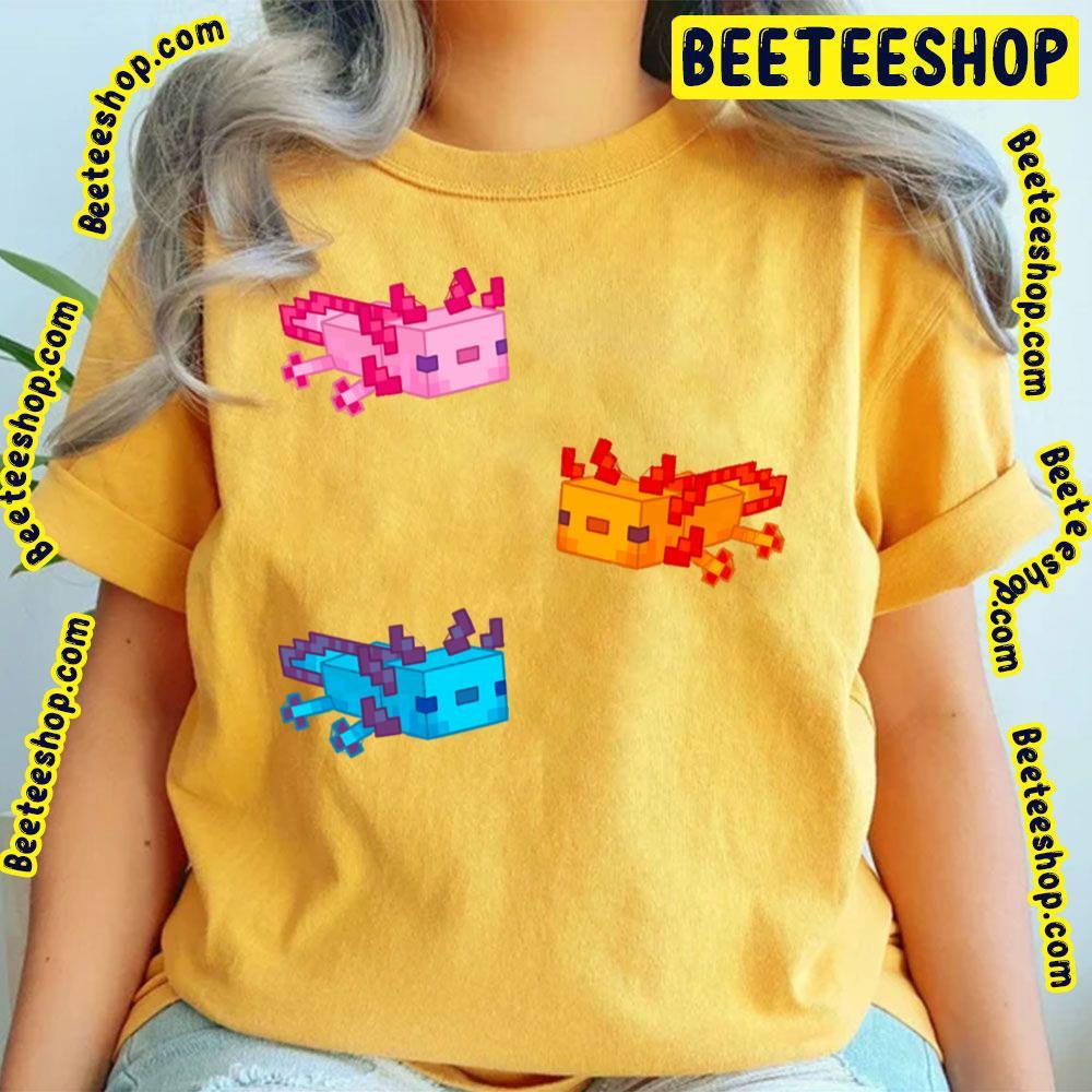 Colorful Minecraft Axolotl Trio Unisex T-Shirt Colorful Minecraft Axolotl Trio Unisex T-Shirt