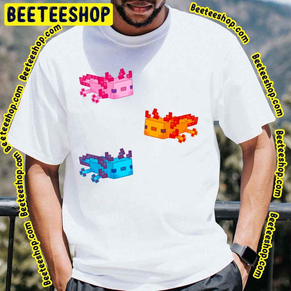 Colorful Minecraft Axolotl Trio Unisex T-Shirt Colorful Minecraft Axolotl Trio Unisex T-Shirt