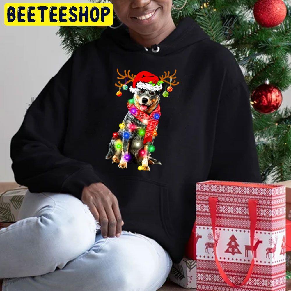 Funny Australian Cattle Santa Hat Dog Reindeer Christmas Lights Beeteeshop Trending Unisex Sweatshirt Funny Australian Cattle Santa Hat Dog Reindeer Christmas Lights Beeteeshop Trending Unisex Sweatshirt