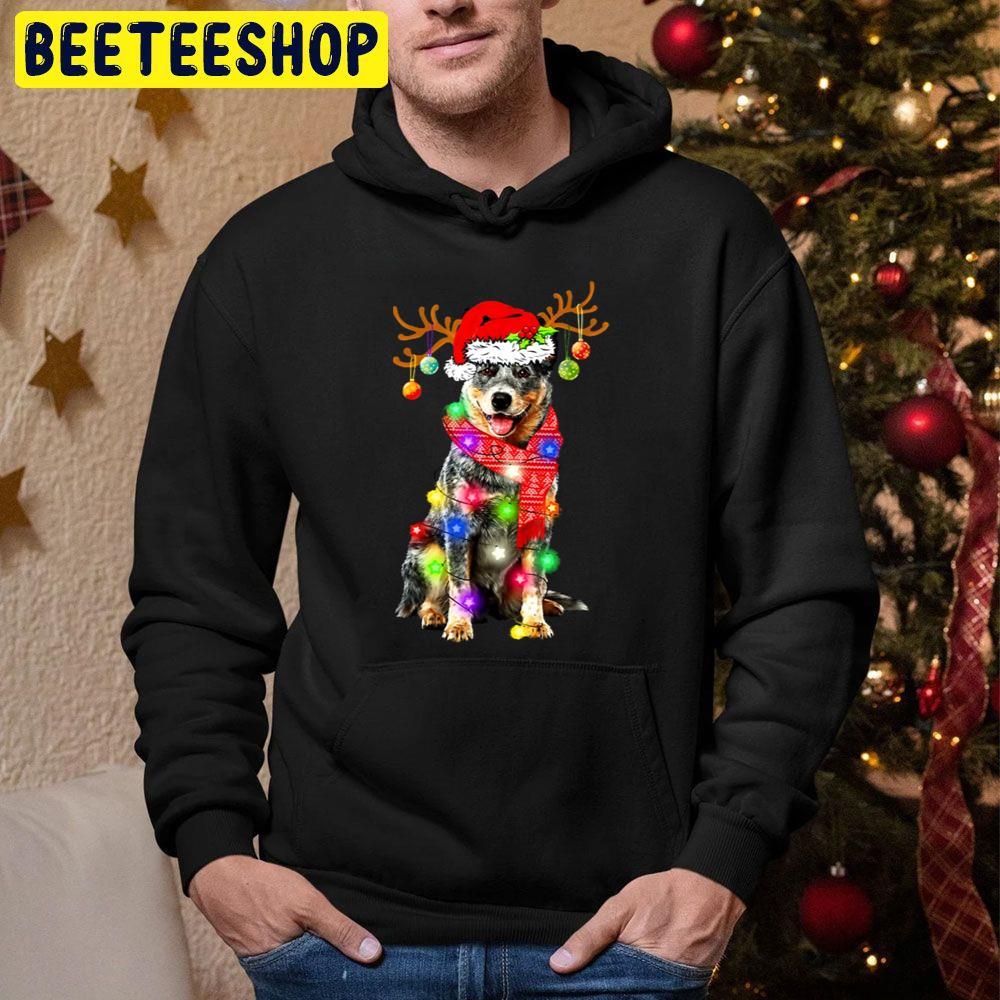 Funny Australian Cattle Santa Hat Dog Reindeer Christmas Lights Beeteeshop Trending Unisex Sweatshirt Funny Australian Cattle Santa Hat Dog Reindeer Christmas Lights Beeteeshop Trending Unisex Sweatshirt