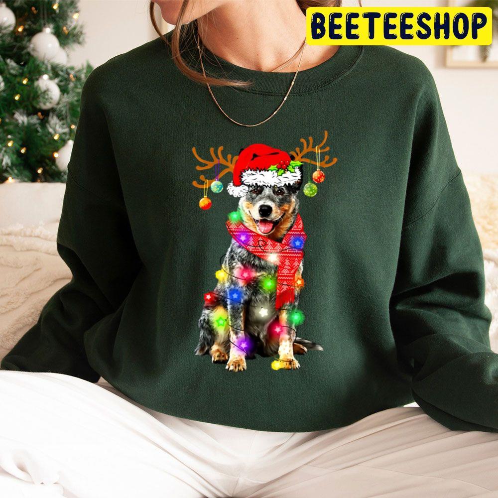 Funny Australian Cattle Santa Hat Dog Reindeer Christmas Lights Beeteeshop Trending Unisex Sweatshirt Funny Australian Cattle Santa Hat Dog Reindeer Christmas Lights Beeteeshop Trending Unisex Sweatshirt