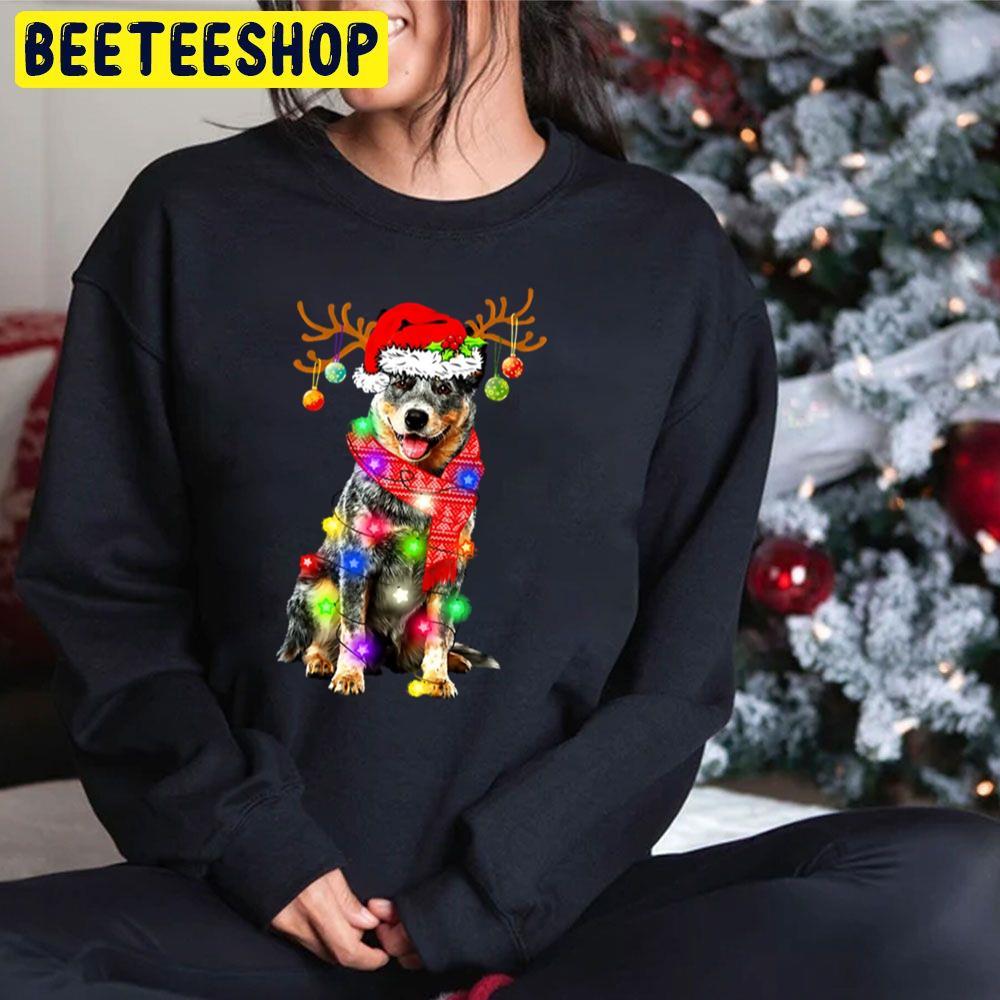 Funny Australian Cattle Santa Hat Dog Reindeer Christmas Lights Beeteeshop Trending Unisex Sweatshirt Funny Australian Cattle Santa Hat Dog Reindeer Christmas Lights Beeteeshop Trending Unisex Sweatshirt