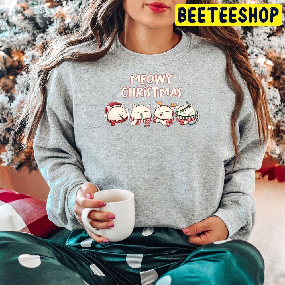 Meowy Christmas Cute Cat Wearing Scarf Beeteeshop Trending Unisex Hoodie Meowy Christmas Cute Cat Wearing Scarf Beeteeshop Trending Unisex Hoodie