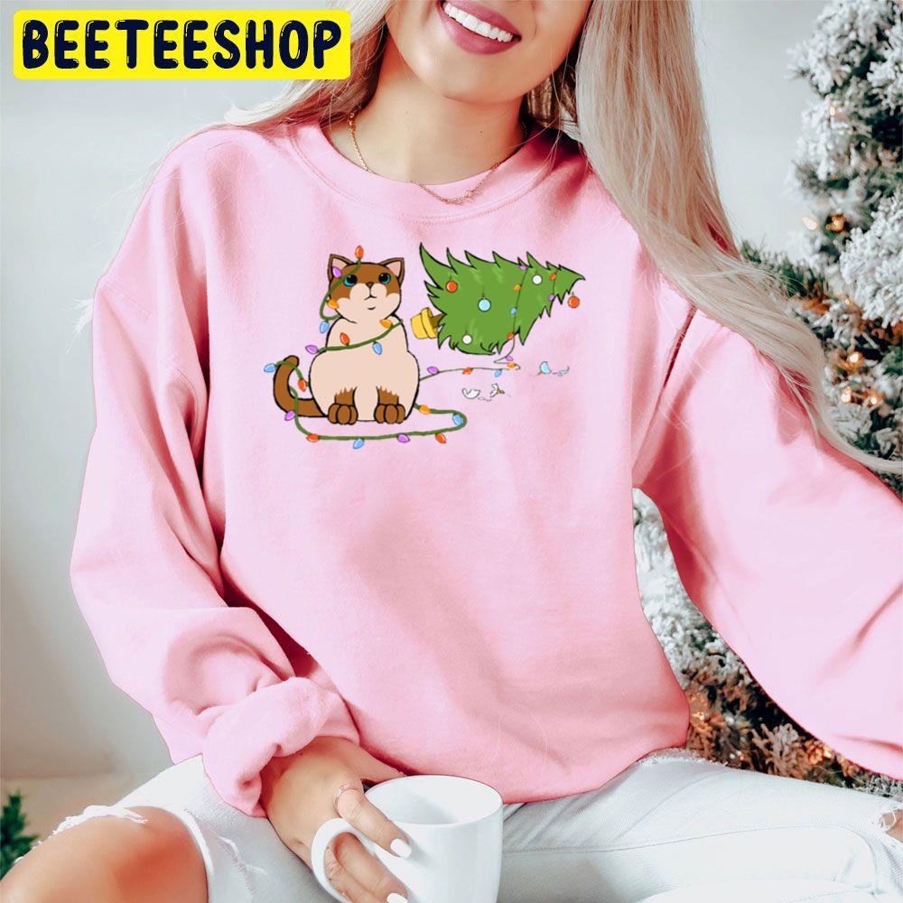 Meowy Christmas Siamese Cat Knocking Over Christmas Tree Beeteeshop Trending Unisex Hoodie Meowy Christmas Siamese Cat Knocking Over Christmas Tree Beeteeshop Trending Unisex Hoodie