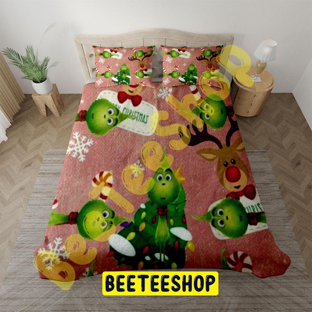 Pink Back Ground Baby Grinch Trending Bedding Set Pink Back Ground Baby Grinch Trending Bedding Set