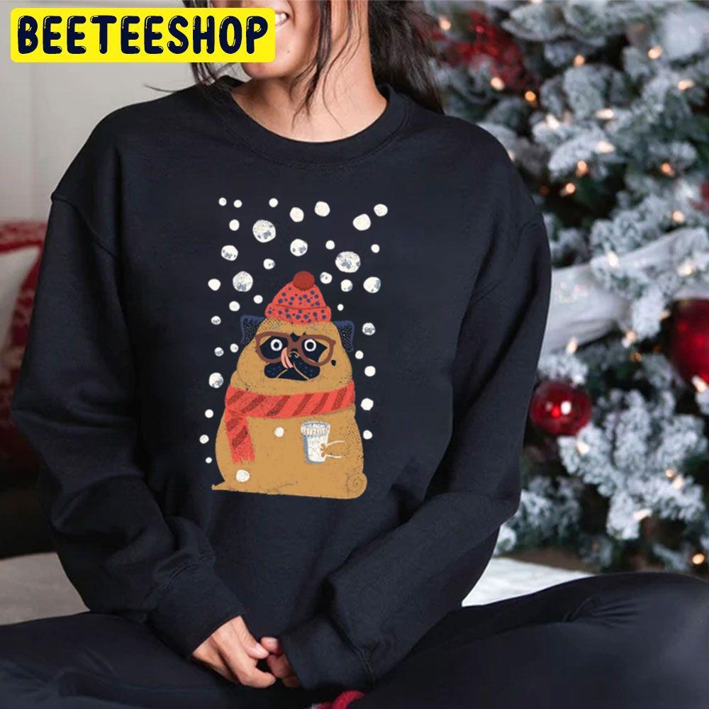 Pug In Snow Christmas Beeteeshop Trending Unisex Sweatshirt Pug In Snow Christmas Beeteeshop Trending Unisex Sweatshirt