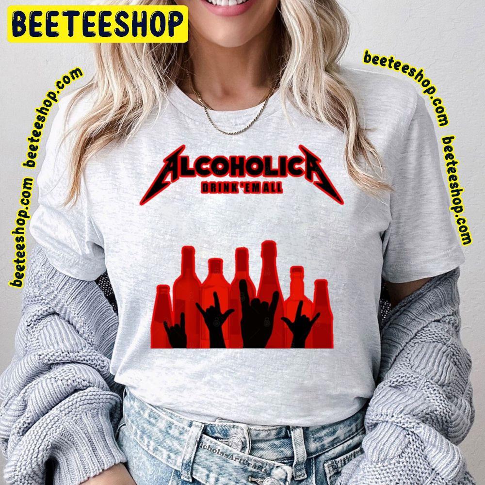 Red Drink'em All Alcoholica Unisex T-Shirt Red Drink'em All Alcoholica Unisex T-Shirt