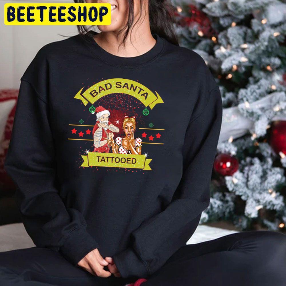 Tattooed Bad Santa Christmas Beeteeshop Trending Unisex Hoodie Tattooed Bad Santa Christmas Beeteeshop Trending Unisex Hoodie