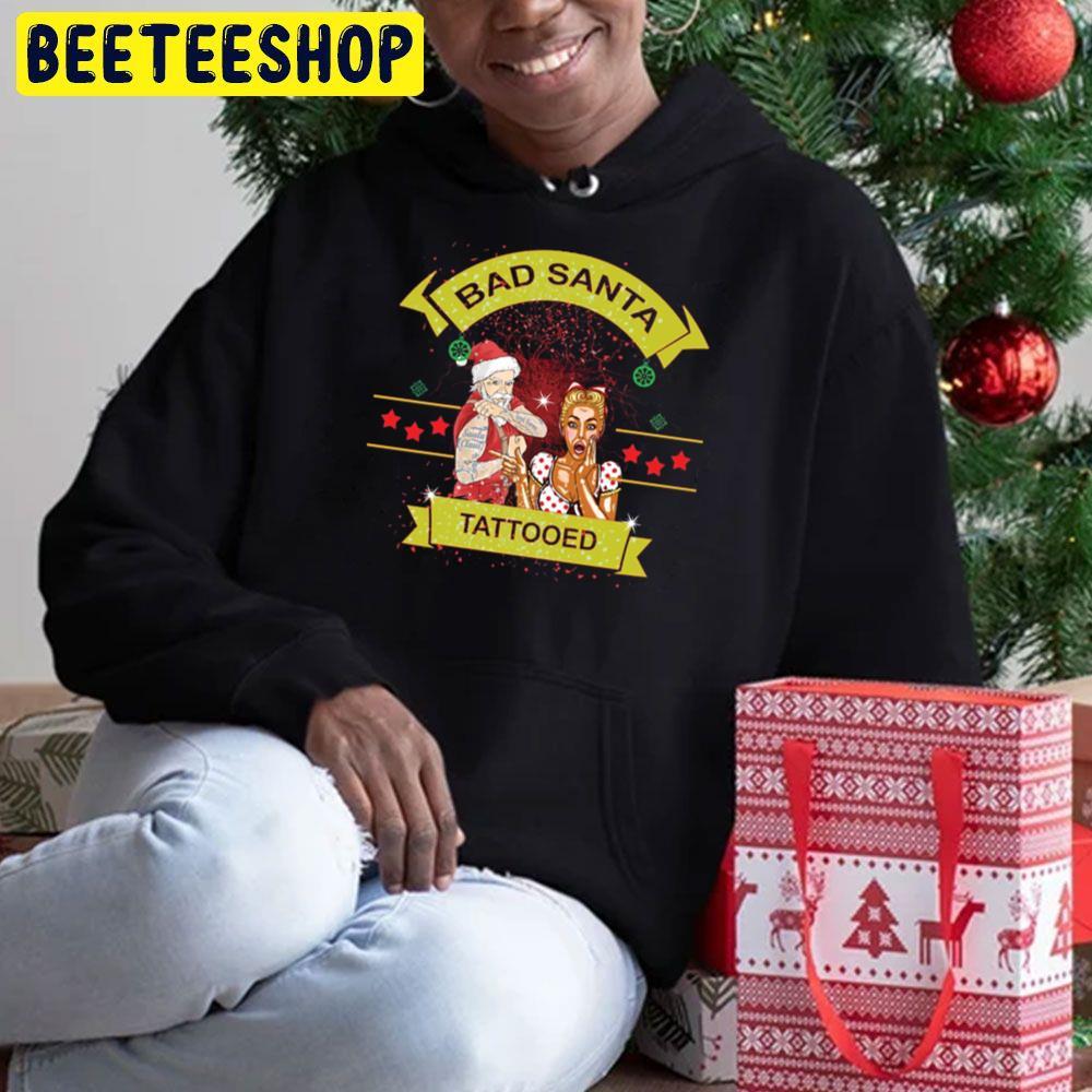 Tattooed Bad Santa Christmas Beeteeshop Trending Unisex Hoodie Tattooed Bad Santa Christmas Beeteeshop Trending Unisex Hoodie