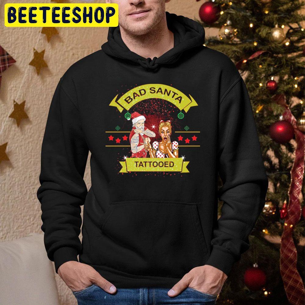 Tattooed Bad Santa Christmas Beeteeshop Trending Unisex Hoodie Tattooed Bad Santa Christmas Beeteeshop Trending Unisex Hoodie