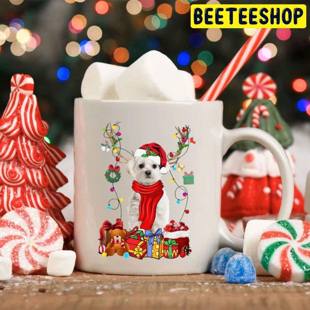White Maltese Reindeer Santa Christmas Color Lights Beeteeshop Trending Unisex Hoodie White Maltese Reindeer Santa Christmas Color Lights Beeteeshop Trending Unisex Hoodie
