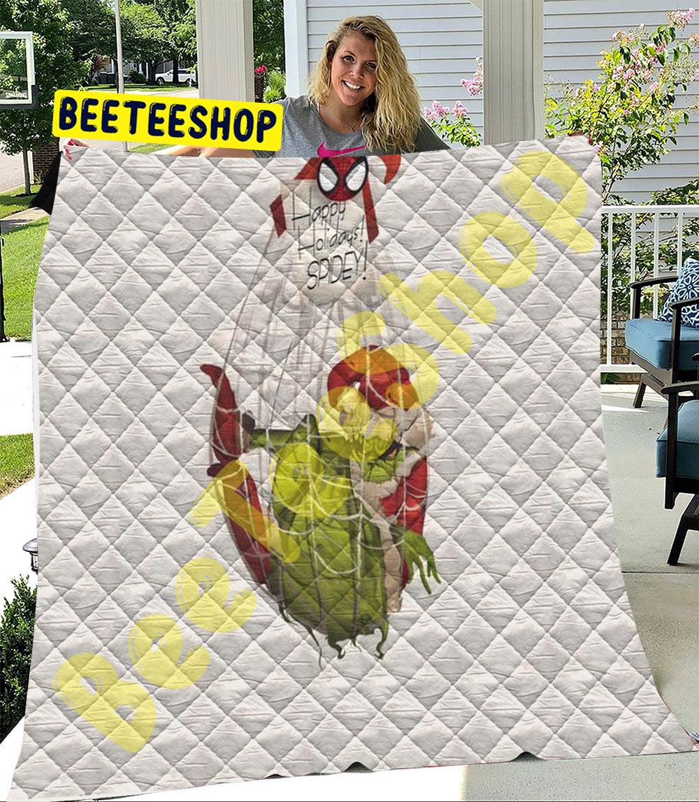 Happy Holiday Spidey Grinch Trending Quilt Happy Holiday Spidey Grinch Trending Quilt