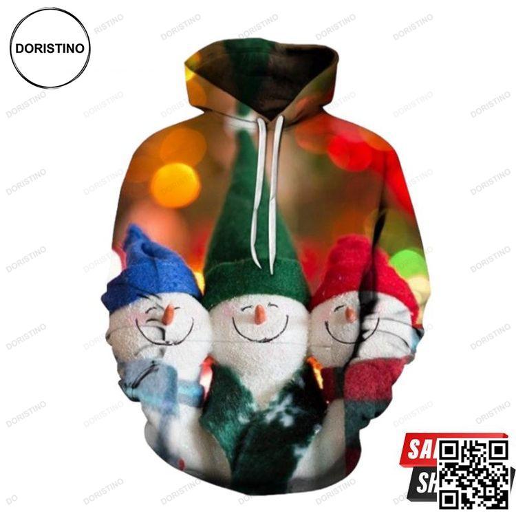 Christmas Blue Green Red Snowman Graphic All Over Print Hoodie Christmas Blue Green Red Snowman Graphic All Over Print Hoodie