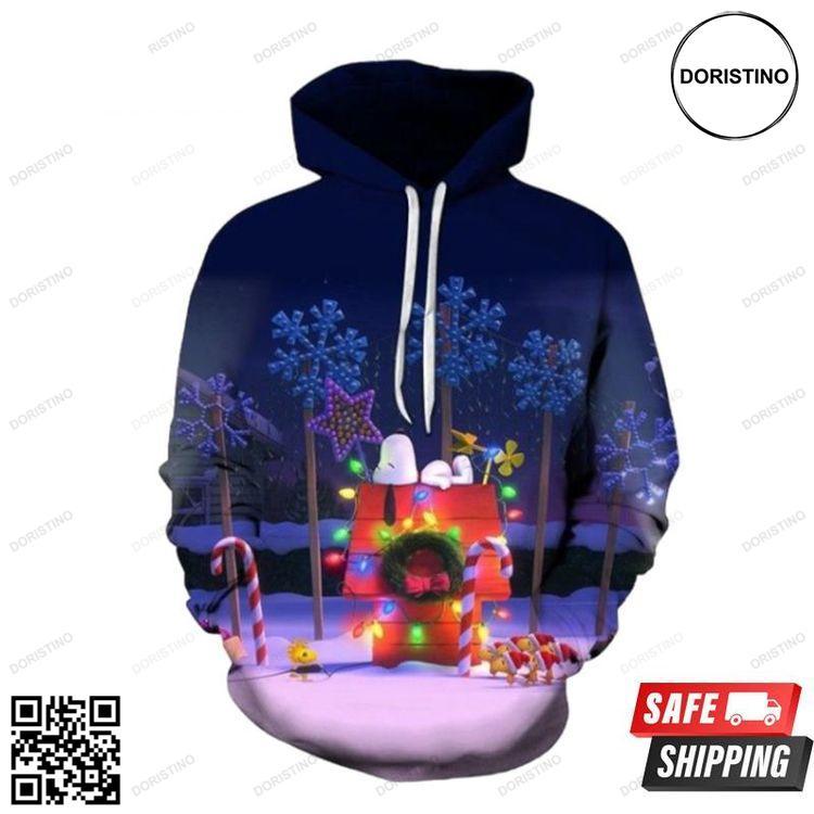 Christmas Lights And Small Houses Graphic 3D Hoodie Christmas Lights And Small Houses Graphic 3D Hoodie