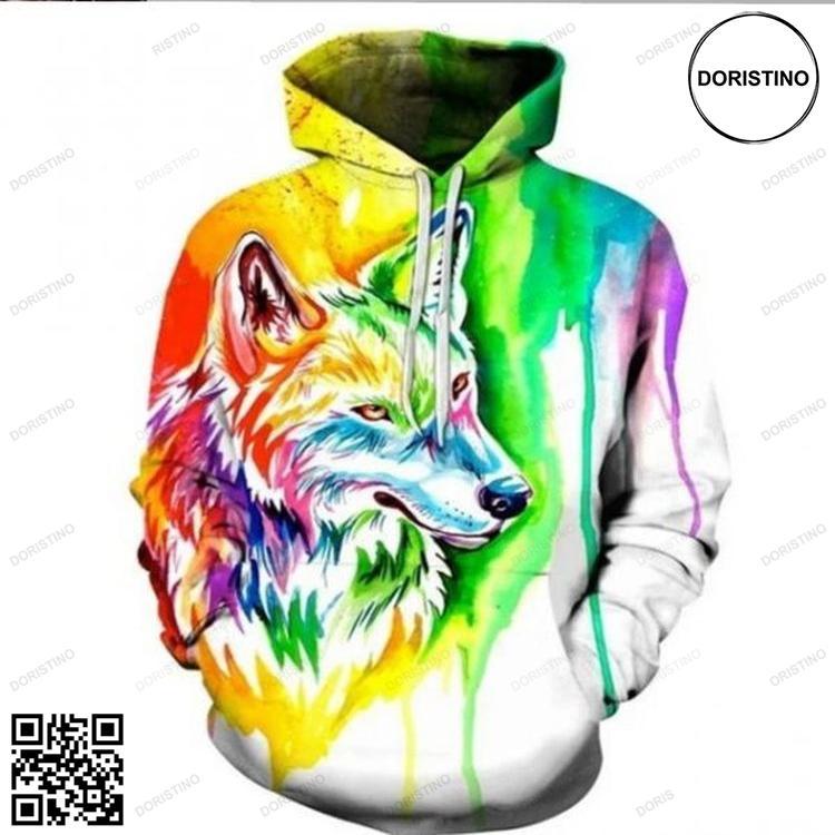 3d Pullover Wolf Paint Splash All Over Print Hoodie 3d Pullover Wolf Paint Splash All Over Print Hoodie