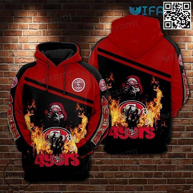 49ers Skull Fire Death Holding Logo San Francisco 49ers Gift Awesome 3D Hoodie 49ers Skull Fire Death Holding Logo San Francisco 49ers Gift Awesome 3D Hoodie