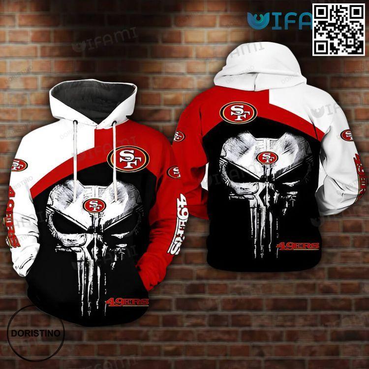 49ers Skull Punisher Skull Logo San Francisco 49ers Awesome 3D Hoodie 49ers Skull Punisher Skull Logo San Francisco 49ers Awesome 3D Hoodie