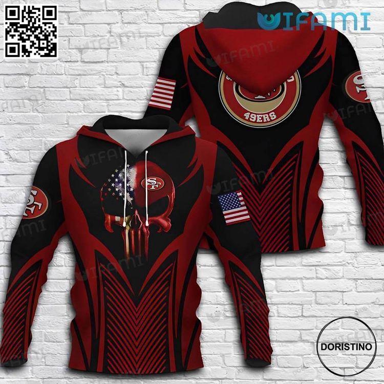 49ers Skull Punisher Skull Usa Flag San Francisco 49ers Edition 3D Hoodie 49ers Skull Punisher Skull Usa Flag San Francisco 49ers Edition 3D Hoodie
