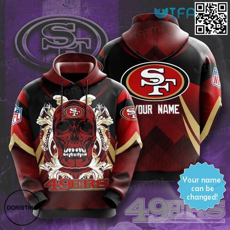 49ers Skull Skull Custom Name San Francisco 49ers Gift AOP Hoodie 49ers Skull Skull Custom Name San Francisco 49ers Gift AOP Hoodie