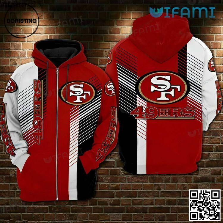 49ers Zipper Diagonal Stripe Texture San Francisco 49ers Gift Limited Edition 3D Hoodie 49ers Zipper Diagonal Stripe Texture San Francisco 49ers Gift Limited Edition 3D Hoodie