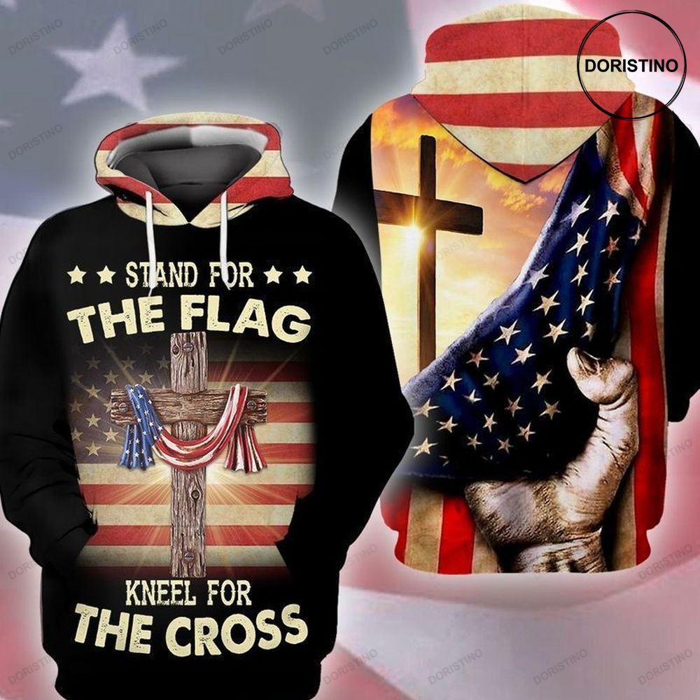4th Of July America Stand The Flag Kneel For The Cross All Over Print Hoodie 4th Of July America Stand The Flag Kneel For The Cross All Over Print Hoodie