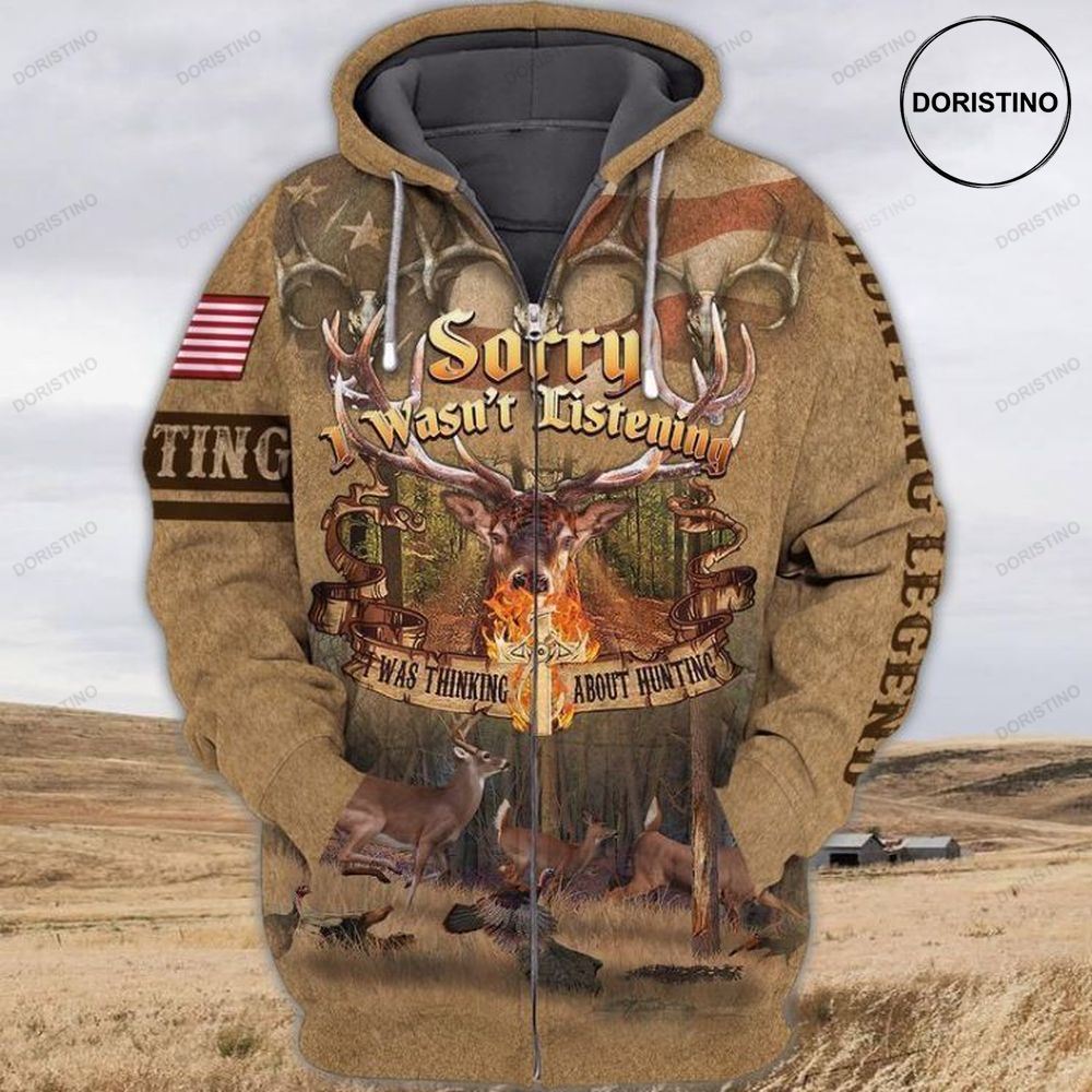4th Of July Deer HunterI Was Thinking About Hunting Awesome 3D Hoodie 4th Of July Deer HunterI Was Thinking About Hunting Awesome 3D Hoodie