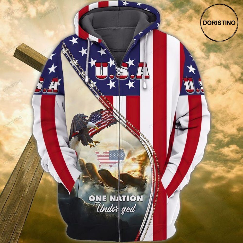4th Of July Independence Day One Nation Under God Eagle AOP Hoodie 4th Of July Independence Day One Nation Under God Eagle AOP Hoodie