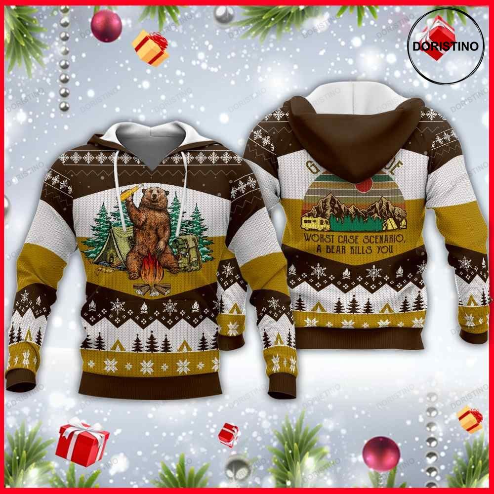 A Bear Kills You Vintage Camping Awesome 3D Hoodie A Bear Kills You Vintage Camping Awesome 3D Hoodie