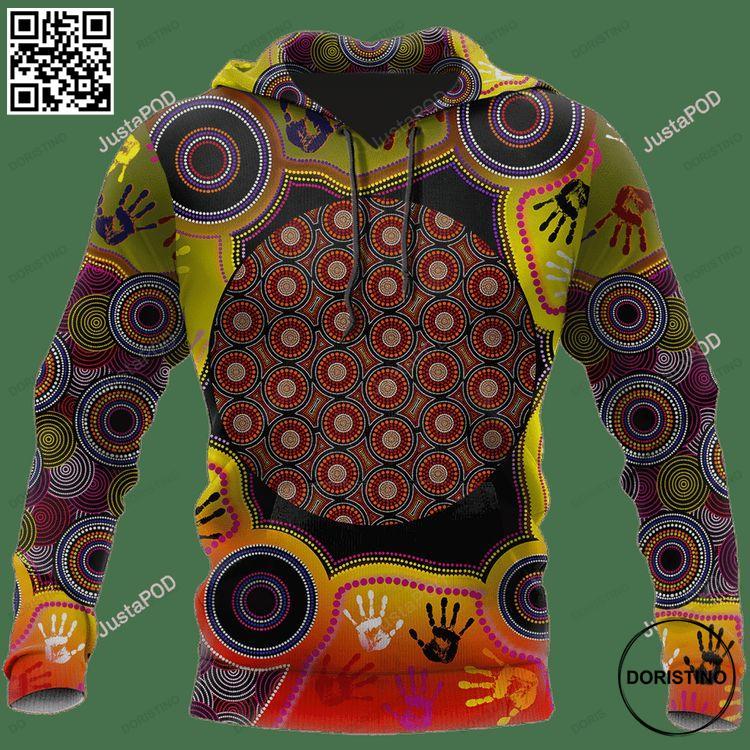 Aboriginal Dot Art Circles Handprint 3d Awesome 3D Hoodie Aboriginal Dot Art Circles Handprint 3d Awesome 3D Hoodie