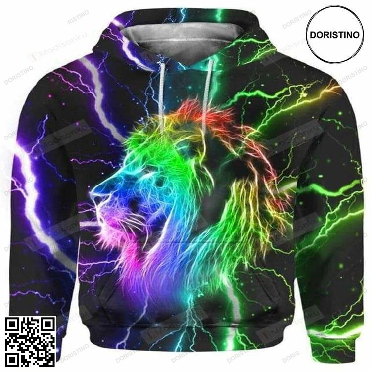 Abstract Colored Glow Lion For Unisex 3d All Over Print Hoodie Abstract Colored Glow Lion For Unisex 3d All Over Print Hoodie
