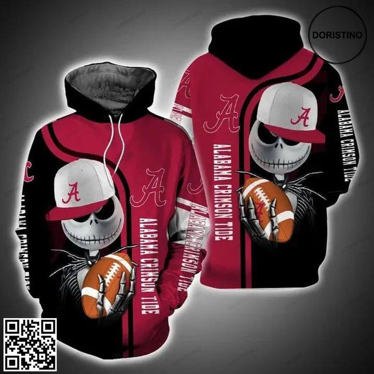Alabama Crimson Tide And Jack Skellington 3D Hoodie Alabama Crimson Tide And Jack Skellington 3D Hoodie