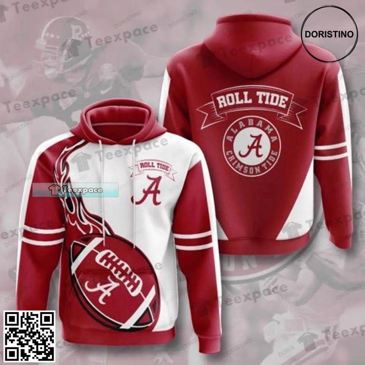Alabama Crimson Tide Flame Rugby Ball Awesome 3D Hoodie Alabama Crimson Tide Flame Rugby Ball Awesome 3D Hoodie