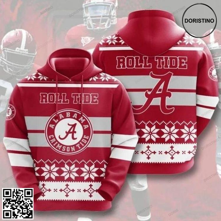 Alabama Crimson Tide Ncaa Team Logo X-mas Pattern 3D Hoodie Alabama Crimson Tide Ncaa Team Logo X-mas Pattern 3D Hoodie