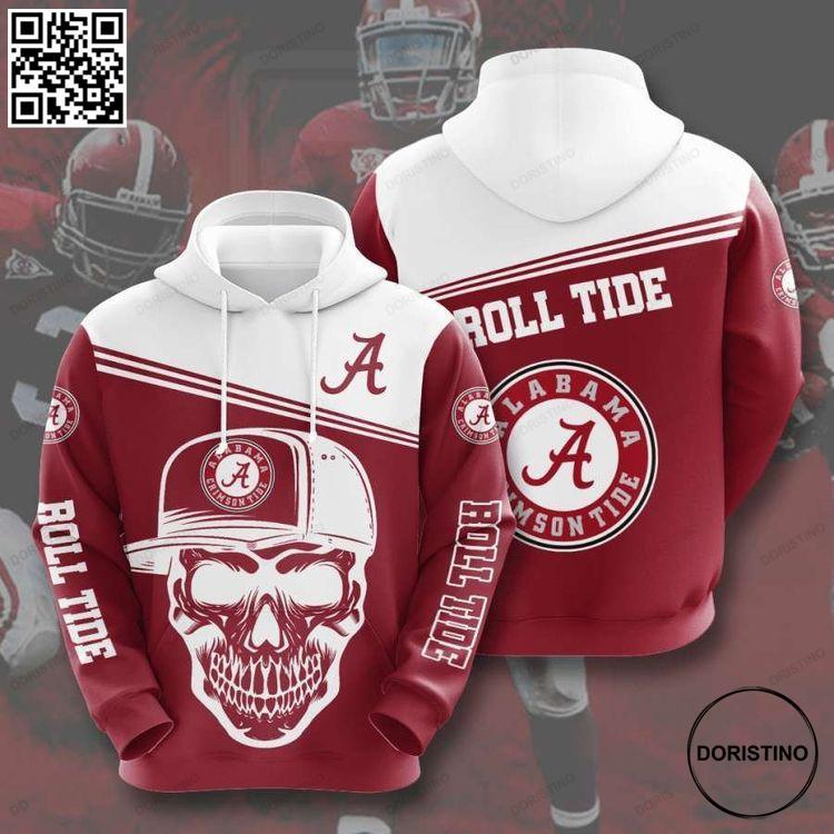 Alabama Crimson Tide Skull Wear The Hat 3D Hoodie Alabama Crimson Tide Skull Wear The Hat 3D Hoodie