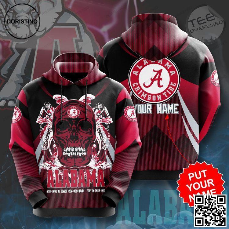 Custom Name Alabama Crimson Tide Giant Skull Red 3D Hoodie Custom Name Alabama Crimson Tide Giant Skull Red 3D Hoodie