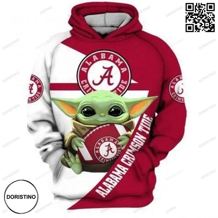 Alabama Crimson Tide Baby Yoda 3D Hoodie Alabama Crimson Tide Baby Yoda 3D Hoodie