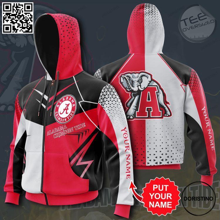 Custom Name Alabama Crimson Tide Zip-up Awesome 3D Hoodie Custom Name Alabama Crimson Tide Zip-up Awesome 3D Hoodie