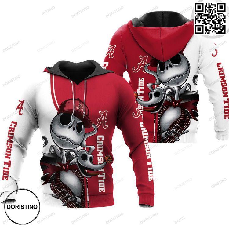 Alabama Crimson Tides Jack Skellington And Zero 3D Hoodie Alabama Crimson Tides Jack Skellington And Zero 3D Hoodie