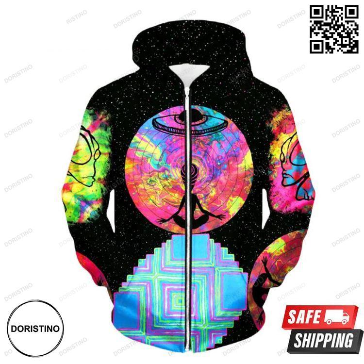 Alien Meditate Up Awesome 3D Hoodie Alien Meditate Up Awesome 3D Hoodie